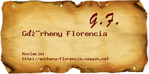 Görheny Florencia névjegykártya